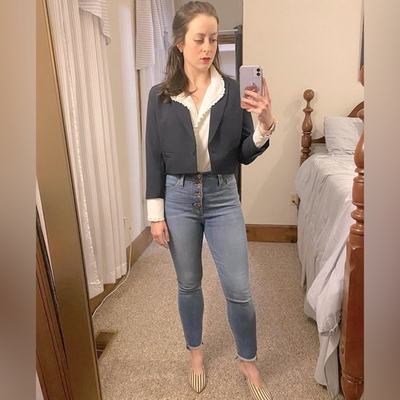 Express Navy Cropped Blazer! - Picture 4 of 10